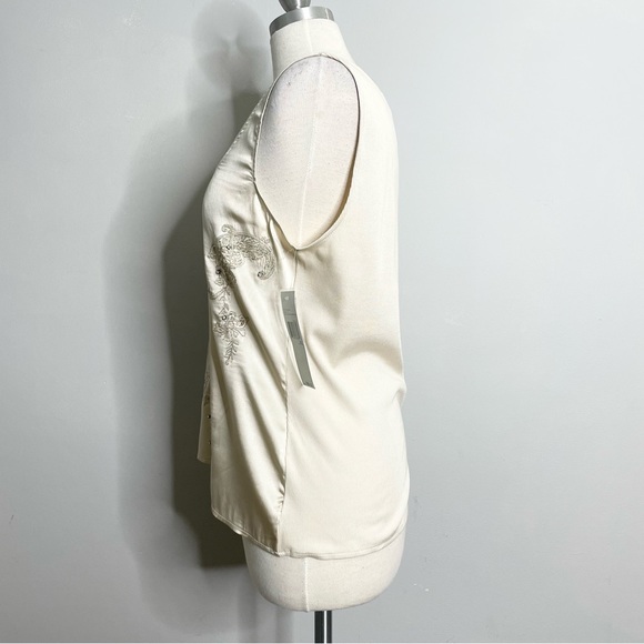 CITY UNLTD. Winter Wonderland Silk Blend Crystal and Sequins Embellished Tank - Picture 2 of 9